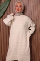 Tesettür giyim EKRU TRİKO TUNİK T 1107