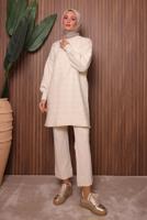 Tesettür giyim EKRU TRİKO TUNİK T 1107