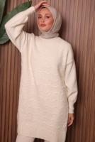 Tesettür giyim EKRU TRİKO TUNİK T 1107