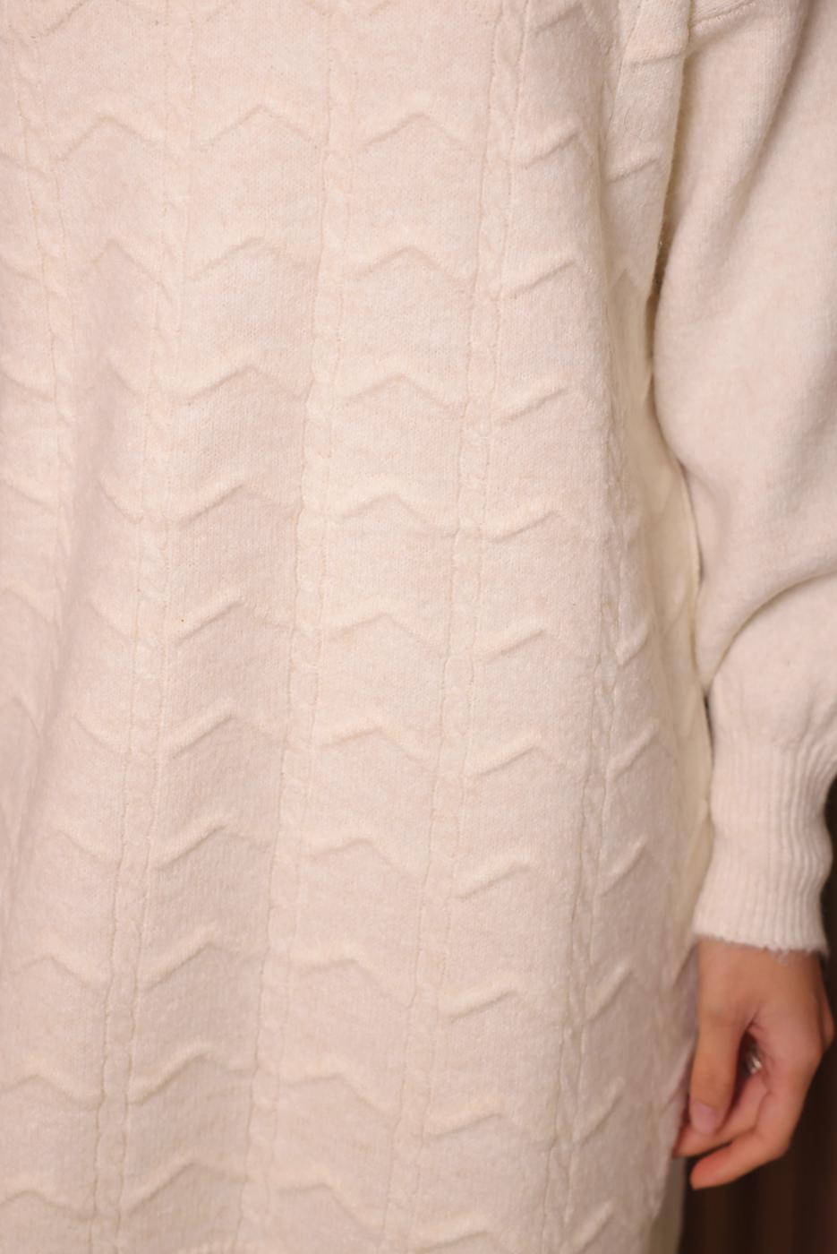 Tesettür giyim EKRU TRİKO TUNİK T 1107