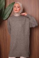 Tesettür giyim KAHVE TRİKO TUNİK T 1107