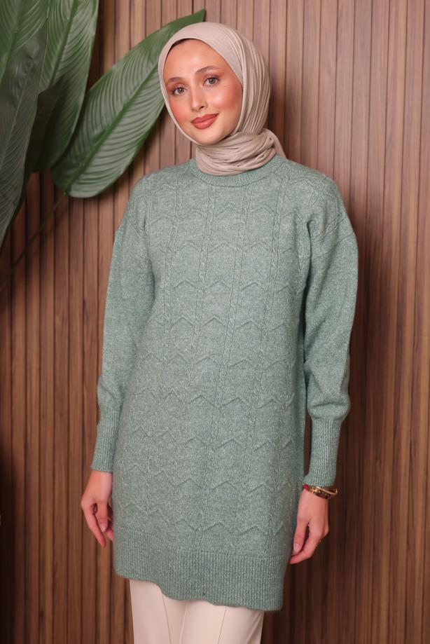 Hijab clothing GREEN KNITWEAR TUNIC T 1107 - TRENDTESETTÜR