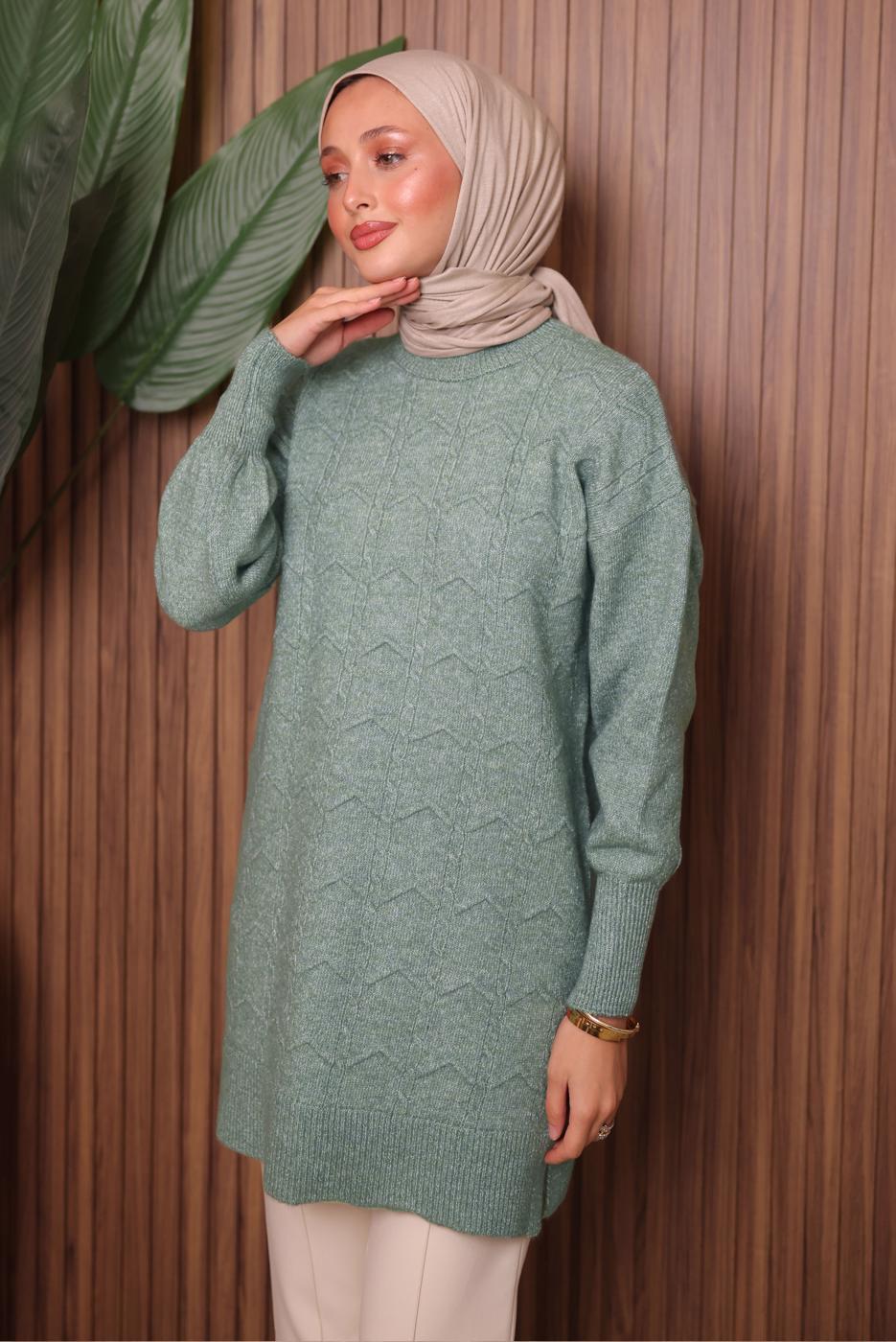 Hijab clothing GREEN KNITWEAR TUNIC T 1107