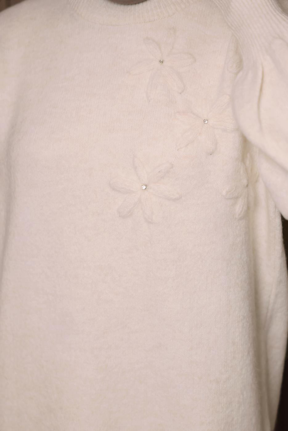 Tesettür giyim EKRU TAŞ DETAYLI TRİKO TUNİK T 1207