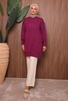 Tesettür giyim FUŞYA TAŞ DETAYLI TRİKO TUNİK T 1207