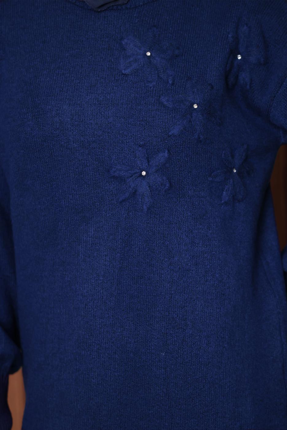 Tesettür giyim LACİVERT TAŞ DETAYLI TRİKO TUNİK T 1207