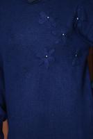 Tesettür giyim LACİVERT TAŞ DETAYLI TRİKO TUNİK T 1207