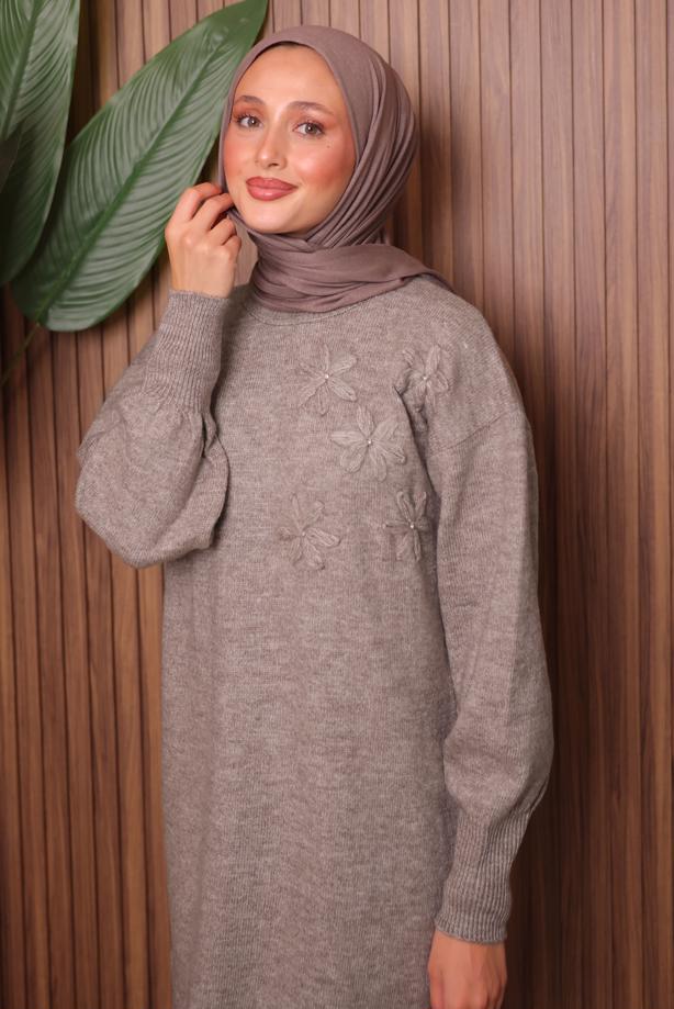 Hijab clothing MINK KNITWEAR TUNIC WITH GEM T 1207 - TRENDTESETTÜR