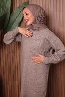 Tesettür giyim VİZON TAŞ DETAYLI TRİKO TUNİK T 1207
