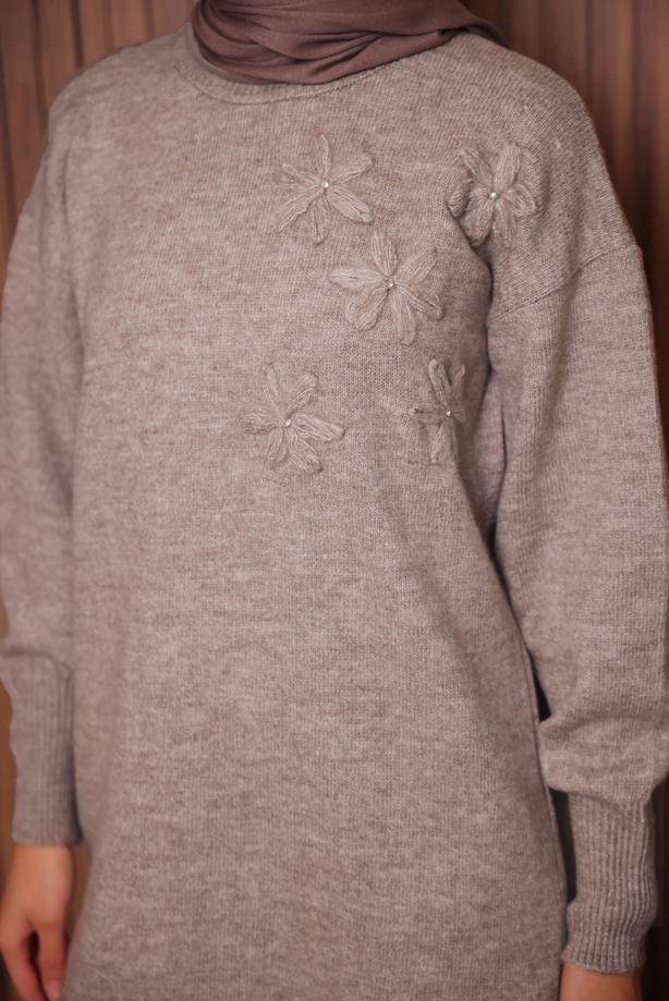 Hijab clothing MINK KNITWEAR TUNIC WITH GEM T 1207 - TRENDTESETTÜR