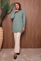 Tesettür giyim YEŞİL TAŞ DETAYLI TRİKO TUNİK T 1207