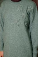 Tesettür giyim YEŞİL TAŞ DETAYLI TRİKO TUNİK T 1207