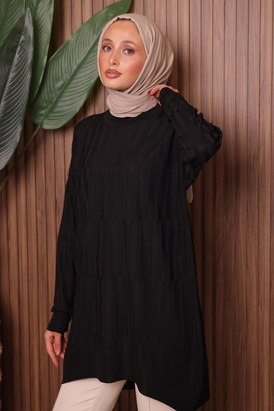 Tesettür giyim SİYAH TRİKO TUNİK T 2007