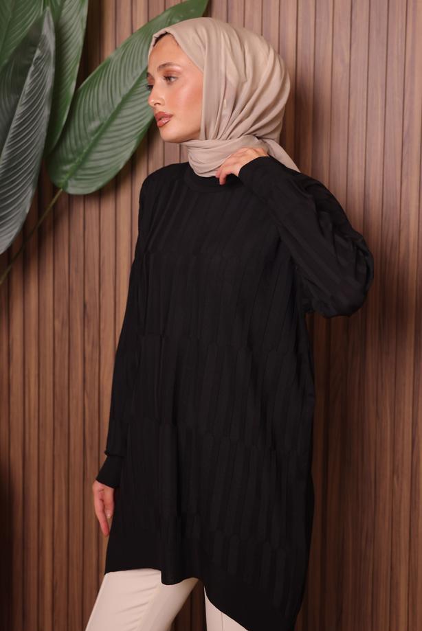 Tesettür giyim SİYAH TRİKO TUNİK T 2007 - TRENDTESETTÜR