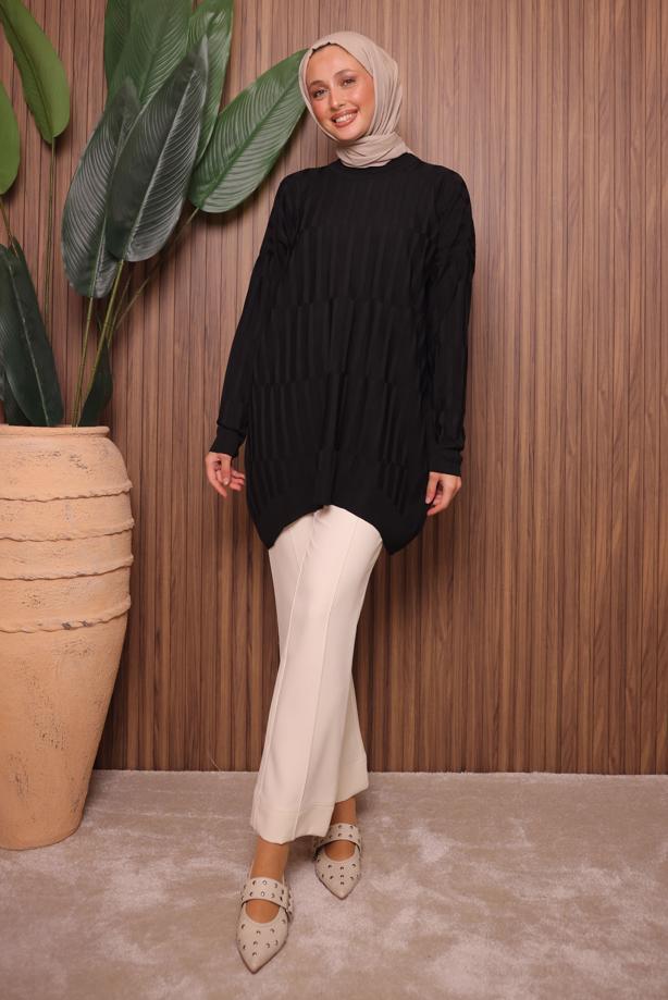 Tesettür giyim SİYAH TRİKO TUNİK T 2007 - TRENDTESETTÜR