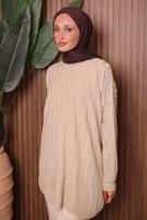 Tesettür giyim BEJ TRİKO TUNİK T 2007