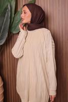 Tesettür giyim BEJ TRİKO TUNİK T 2007