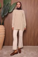 Tesettür giyim BEJ TRİKO TUNİK T 2007