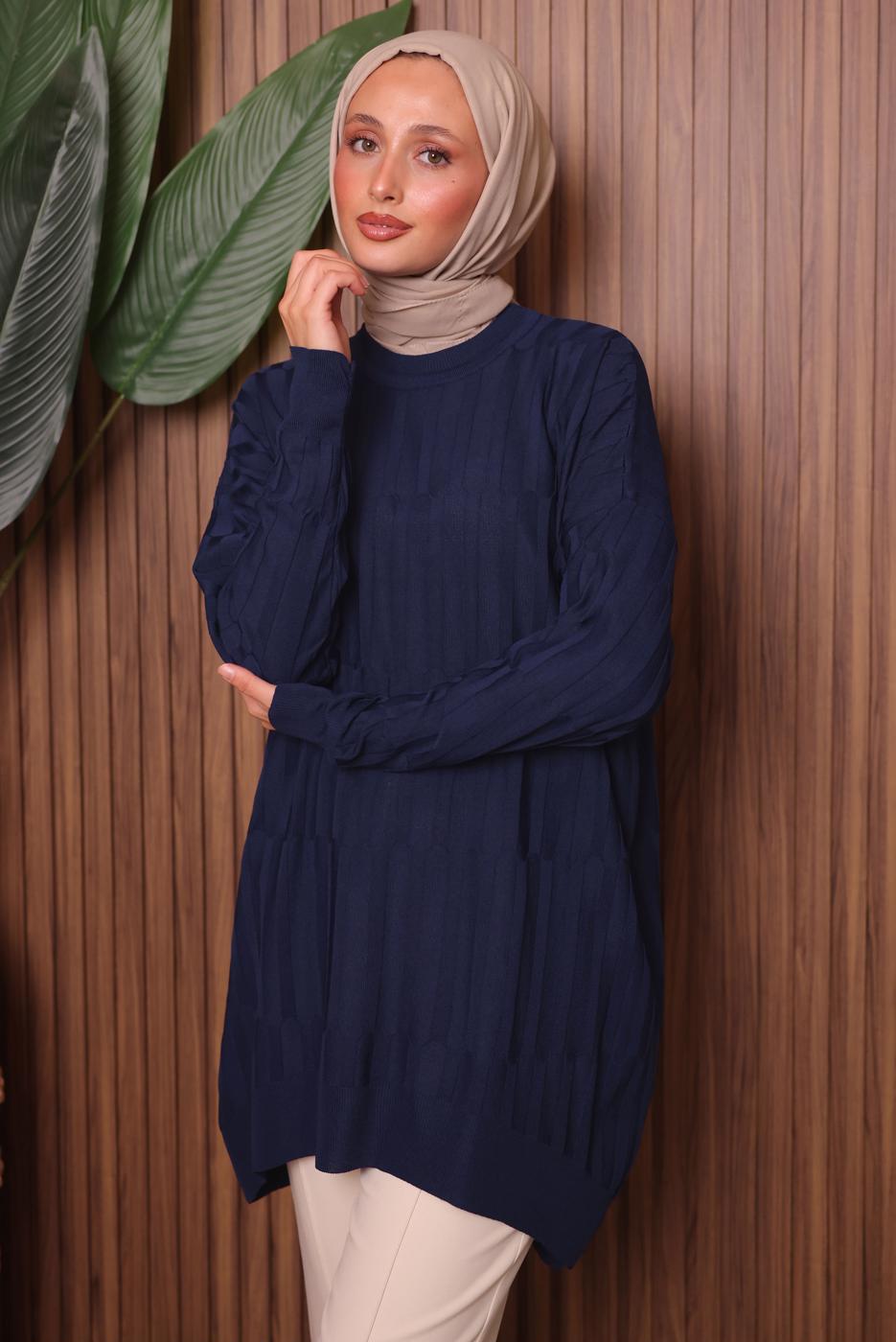Hijab clothing NAVY BLUE KNITWEAR TUNIC T 2007