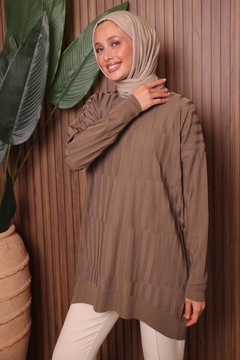 Tesettür giyim VİZON TRİKO TUNİK T 2007