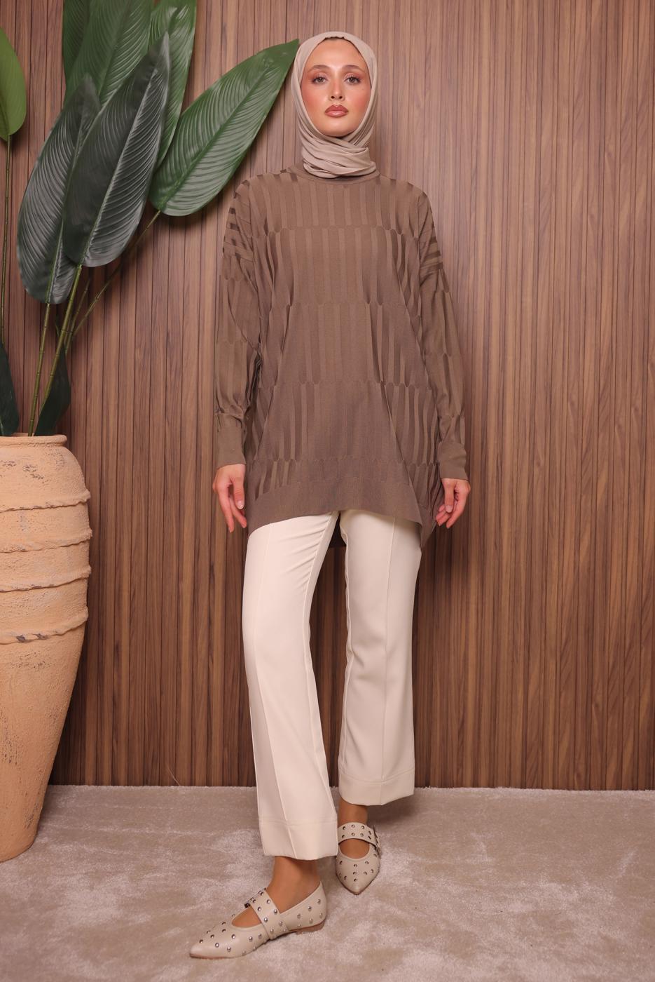 Tesettür giyim VİZON TRİKO TUNİK T 2007