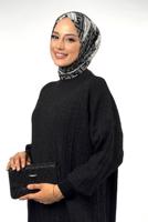 Tesettür giyim SİYAH FİTİLLİ TRİKO TUNİK T 20381