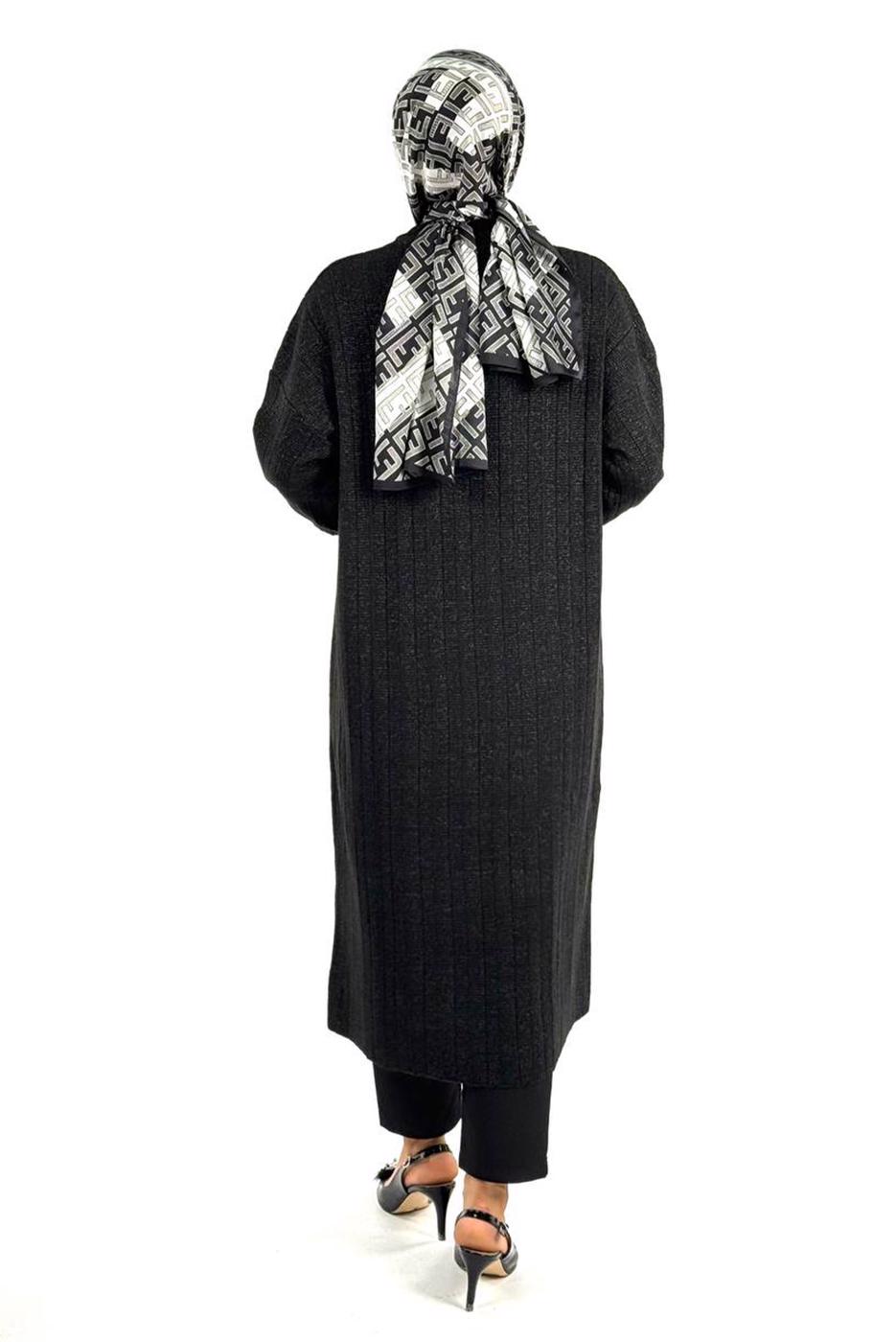 Tesettür giyim SİYAH FİTİLLİ TRİKO TUNİK T 20381