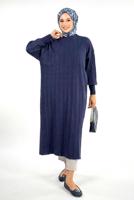 Vêtements hijab BLEU MARINE TUNIQUE EN MAILLE CÔTELÉE T 20381