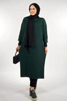 Tesettür giyim YEŞİL FİTİLLİ TRİKO TUNİK T 20381