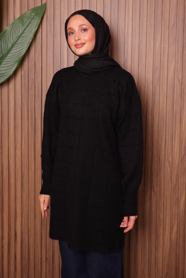 Tesettür giyim SİYAH TRİKO TUNİK T 2107 - TRENDTESETTÜR