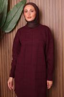 Vêtements hijab ROUGE BORDEAUX TUNIQUE EN MAILLE T 2107