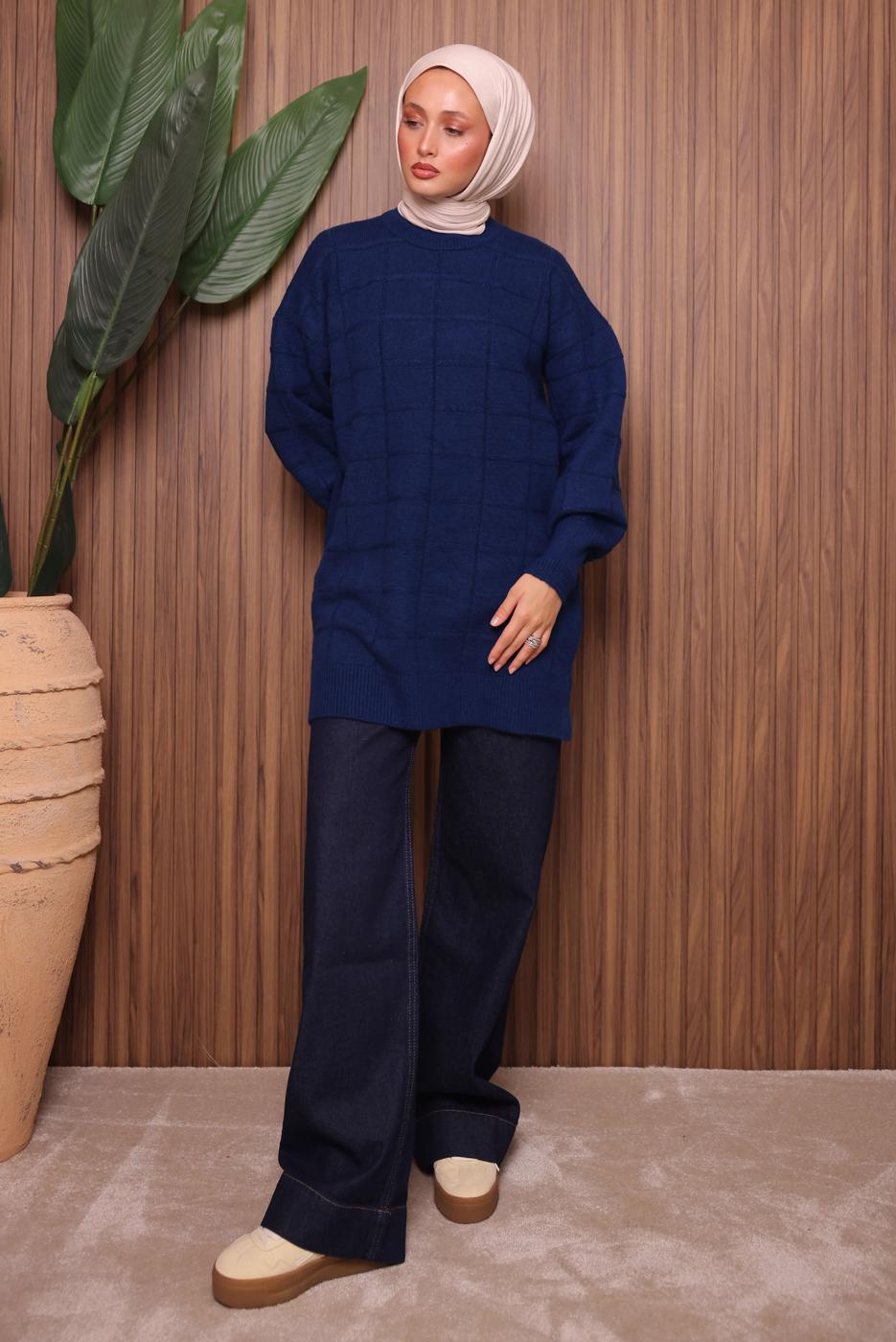Tesettür giyim LACİVERT TRİKO TUNİK T 2107