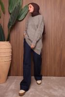 Tesettür giyim VİZON TRİKO TUNİK T 2107