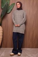 Tesettür giyim VİZON TRİKO TUNİK T 2107