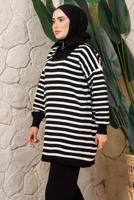 Hijab clothing BLACK STRIPED KNITWEAR TUNIC T 2208-1