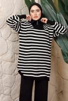 Hijab clothing BLACK STRIPED KNITWEAR TUNIC T 2208-1