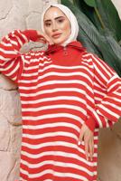 Hijab clothing ORANGE STRIPED KNITWEAR TUNIC T 2208-1
