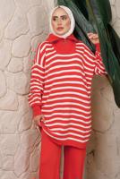 Hijab clothing ORANGE STRIPED KNITWEAR TUNIC T 2208-1
