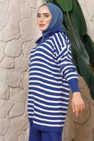 Hijab clothing NAVY BLUE STRIPED KNITWEAR TUNIC T 2208-1