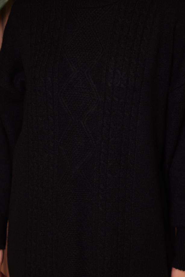 Vêtements hijab NOIR TUNIQUE EN MAILLE T 2307 - TRENDTESETTÜR