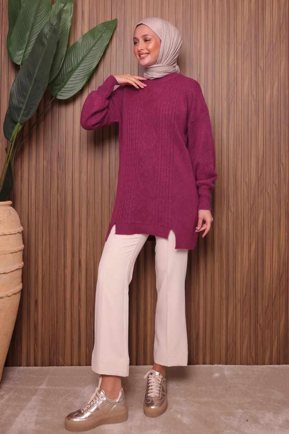 Vêtements hijab FUCHSIA TUNIQUE EN MAILLE T 2307