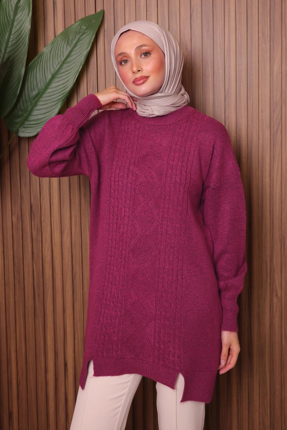 Vêtements hijab FUCHSIA TUNIQUE EN MAILLE T 2307