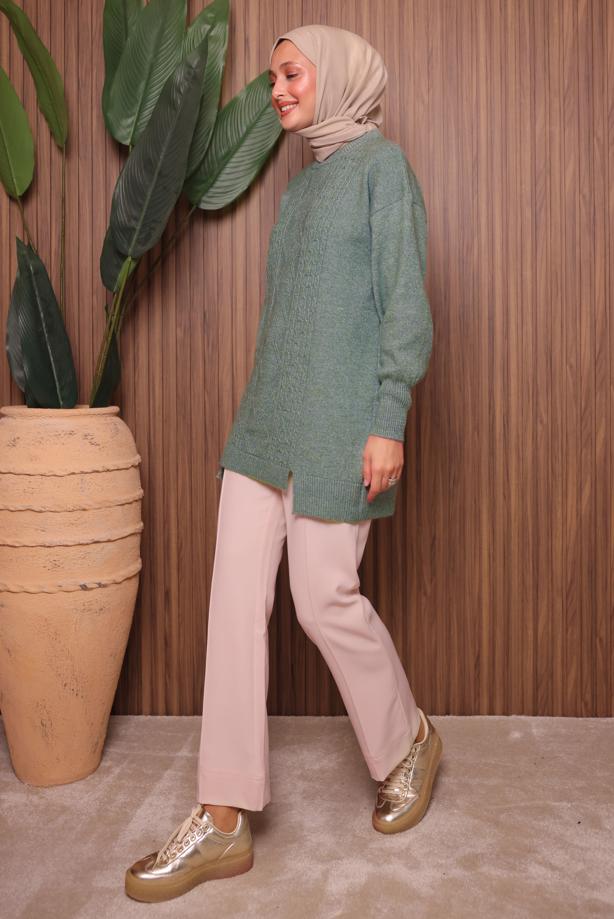 Vêtements hijab VERT TUNIQUE EN MAILLE T 2307 - TRENDTESETTÜR