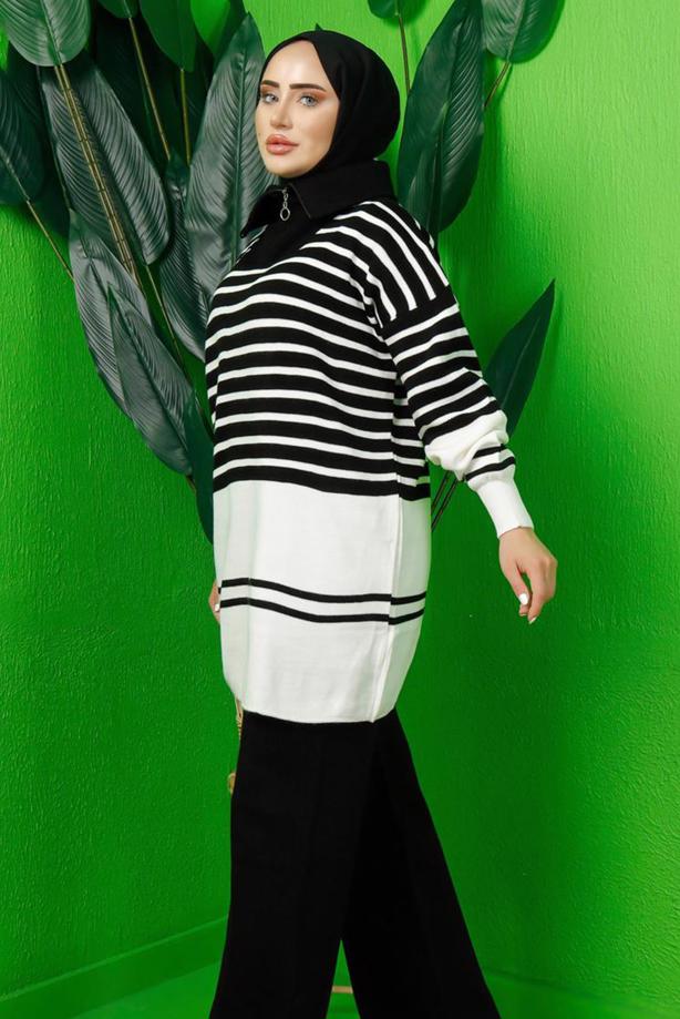 Tesettür giyim SİYAH TRİKO TUNİK T 3208-1 - TRENDTESETTÜR