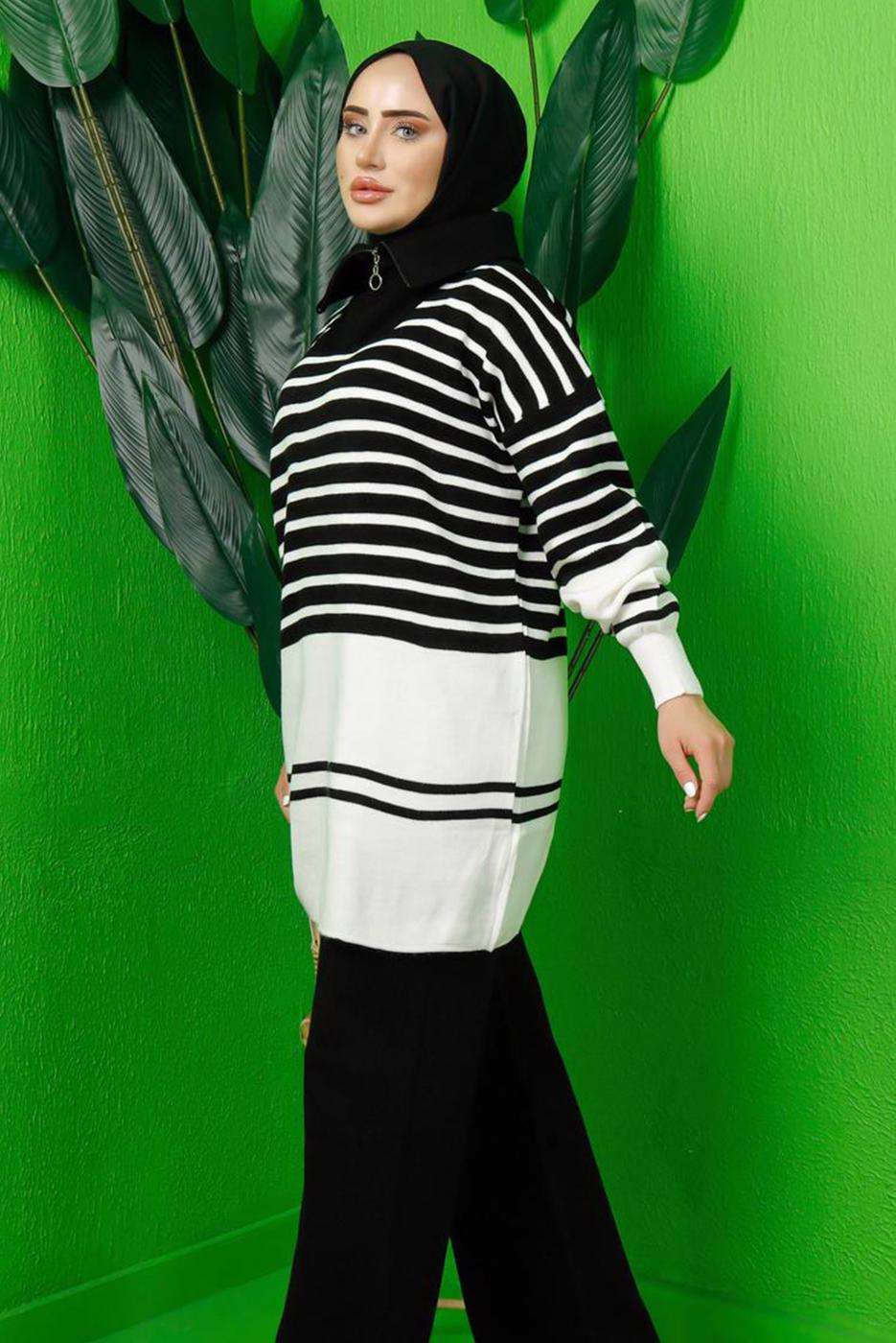 Tesettür giyim SİYAH TRİKO TUNİK T 3208-1