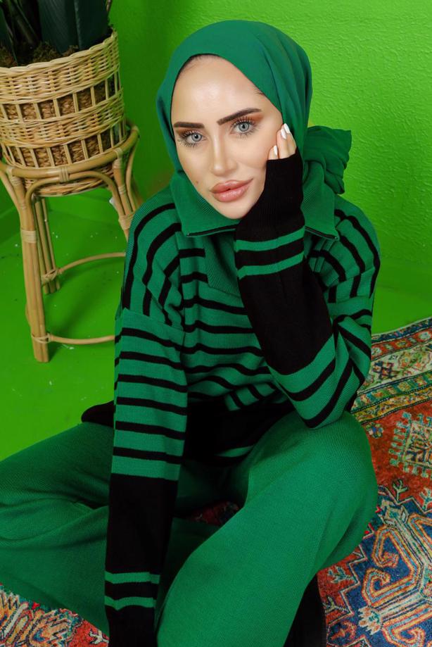 Tesettür giyim YEŞİL TRİKO TUNİK T 3208-1 - TRENDTESETTÜR