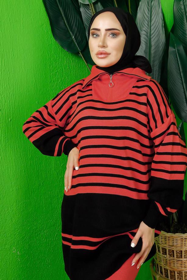 Tesettür giyim TURUNCU TRİKO TUNİK T 3208-1 - TRENDTESETTÜR