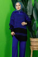 Tesettür giyim LACİVERT TRİKO TUNİK T 3208-1