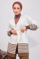 Tesettür giyim TABA KUŞAKLI TRİKO HIRKA T 3708-1