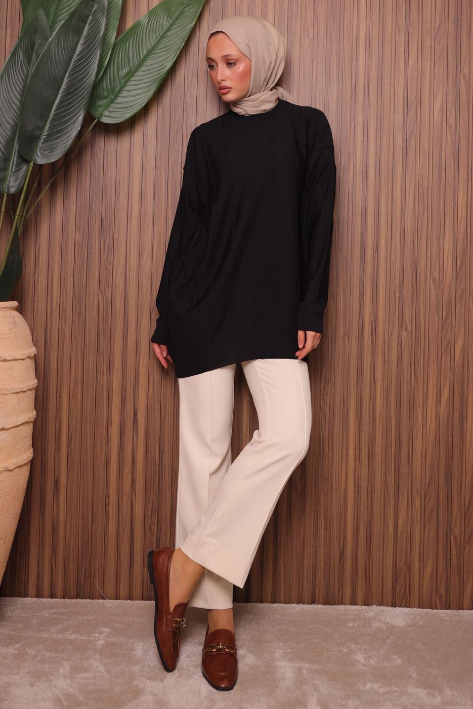 Tesettür giyim SİYAH TRİKO TUNİK T 4007